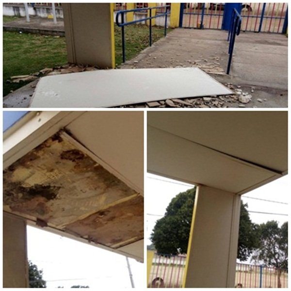 Teixeira de Freitas: Teto de Creche Municipal desaba e põe em risco a vida de crianças