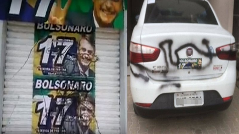 Teixeira de Freitas: Vídeo – Ponto de apoio voluntário a Bolsonaro, é alvo da ação de vândalos. Veículo também foi danificado