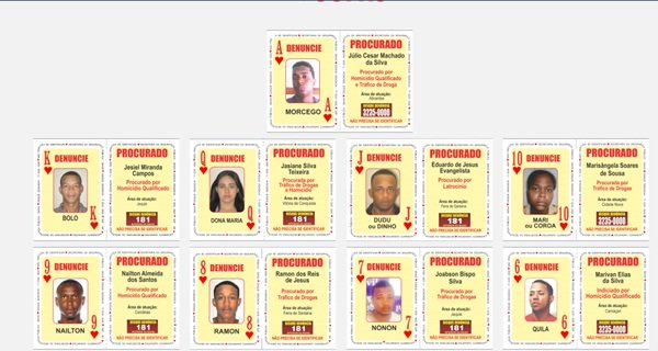 Teixeira de Freitas: 03 teixeirenses estão entre os integrantes do baralho do crime