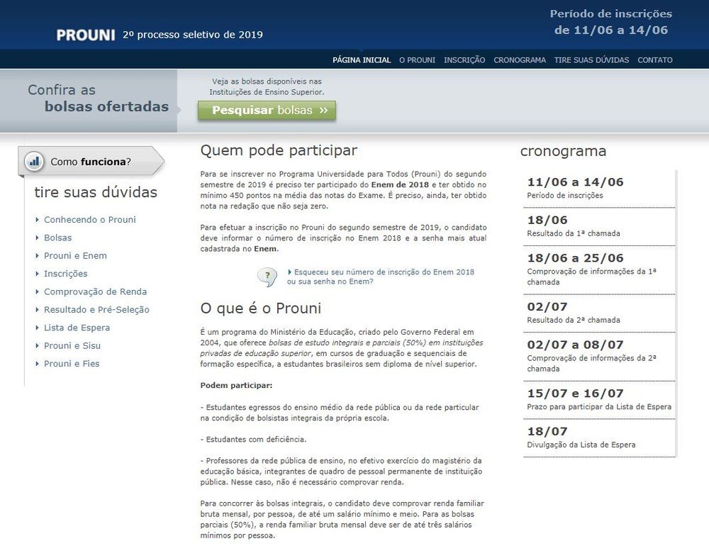 Prouni abre inscrições para 169 mil bolsas de estudo