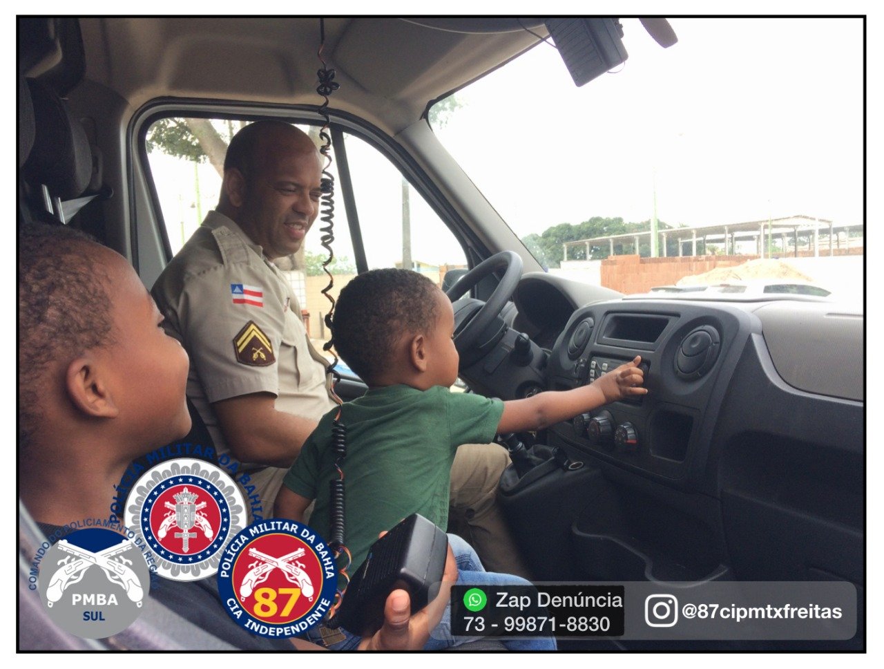 87ª CIPM recepciona duas crianças que admiram o trabalho da Polícia Militar