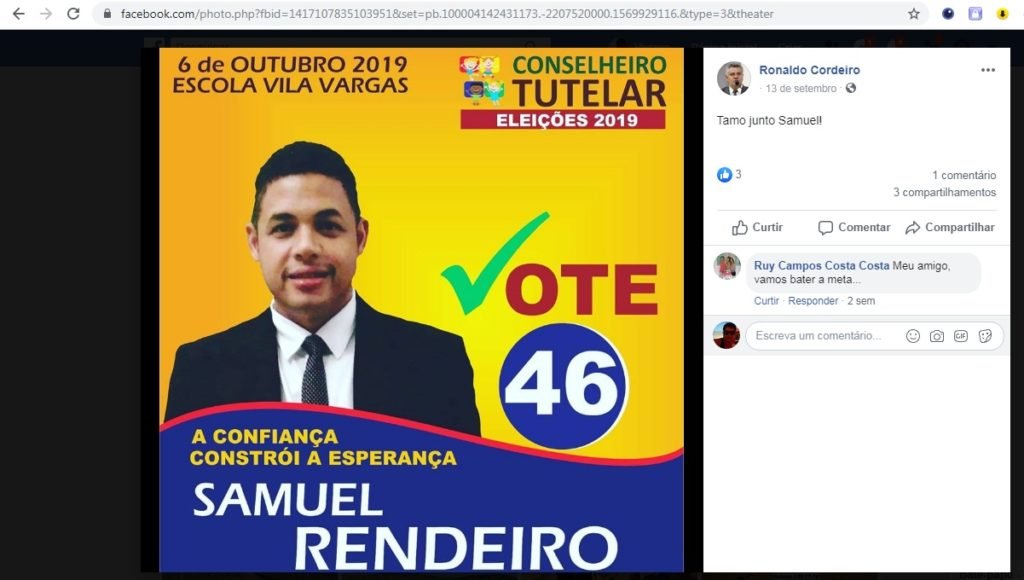 ELEIÇÕES CONSELHO TUTELAR - Após polêmica, Samuel Rendeiro retira candidatura 1 ronaldo samuel