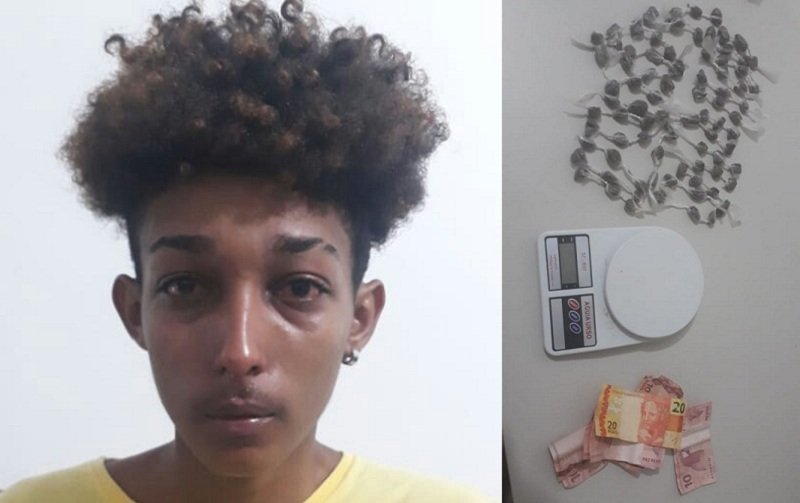 Policiais Militares de Itabatã prendem jovem com drogas em plena Praça Pública do Distrito