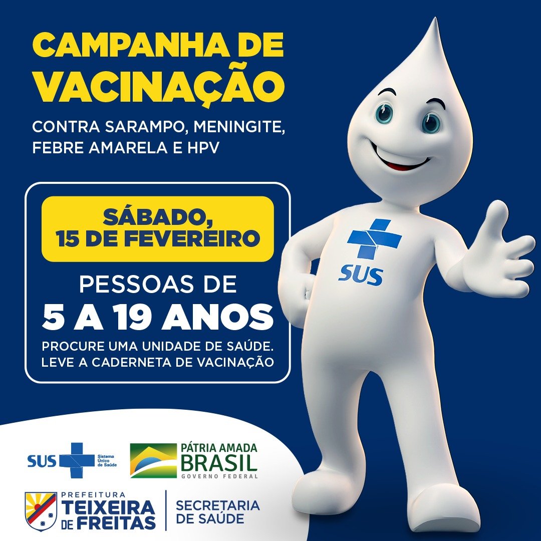 Sábado é dia D de vacinação contra sarampo, HPV, Meningite e Febre Amarela