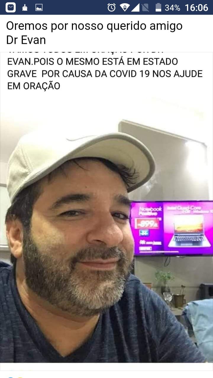 Amigos fazem campanha de oração pela vida do Dr. Evan, médico com Covid 19