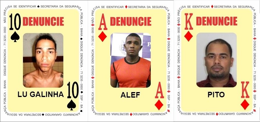 Três foragidos são inseridos no Baralho do Crime