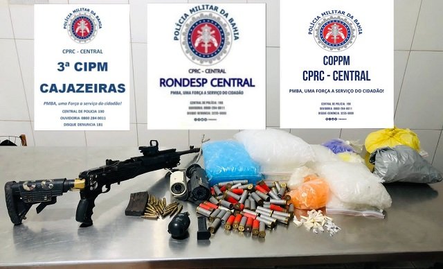 Polícia Militar apreende fuzil, granada e drogas em Salvador