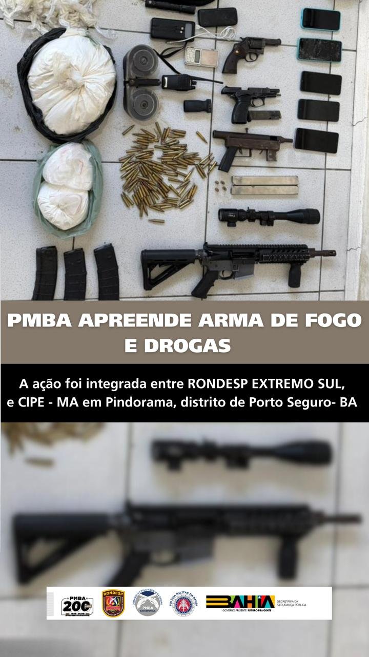 Porto Seguro: RONDESP EXTREMO SUL E CIPE-MA apreendem armas e entorpecentes após confronto com ceiminosos