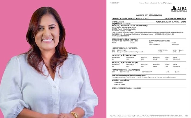 Teixeira: Emenda de Deputada Estadual Kátia Oliveira no valor de R$ 500 mil para hospital municipal está parada por inoperância do gestor municipal