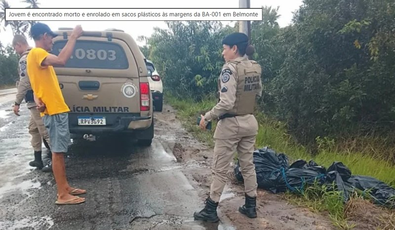 Belmonte: Jovem é encontrado morto e enrolado em sacos plásticos às margens da BA-001